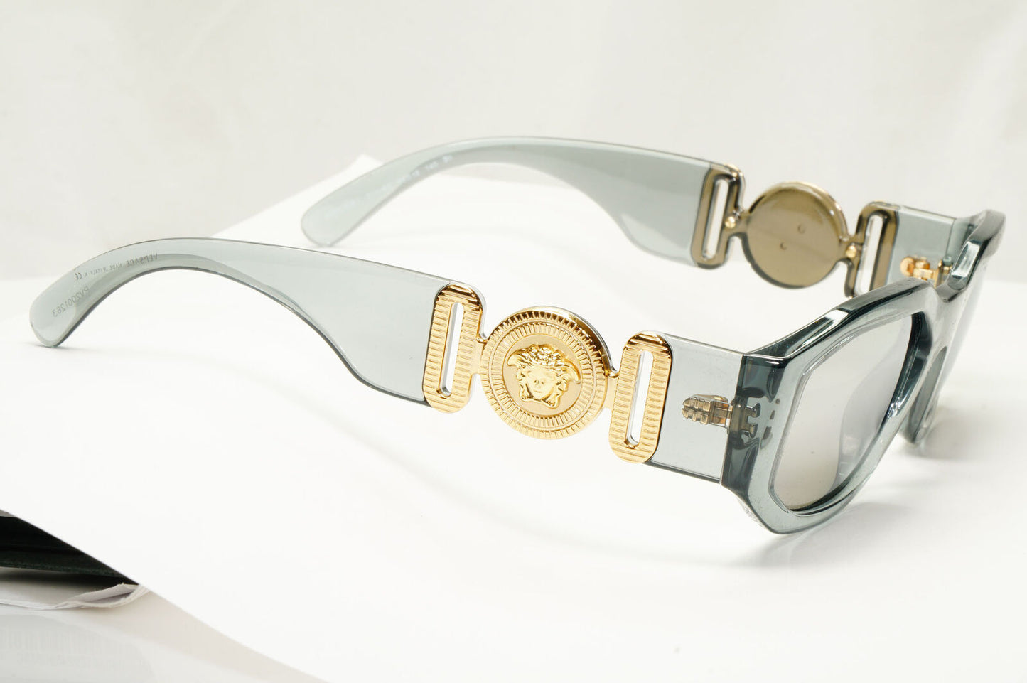 Versace Gold Medusa Sunglasses Grey Crystal Mirror Transparent Clear 4361 311/6G