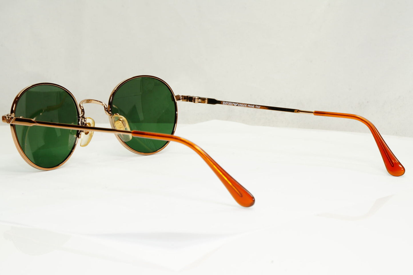 Emporio Armani Sunglasses 1997 Vintage Round Small Gold Green Eagle 008-S 806