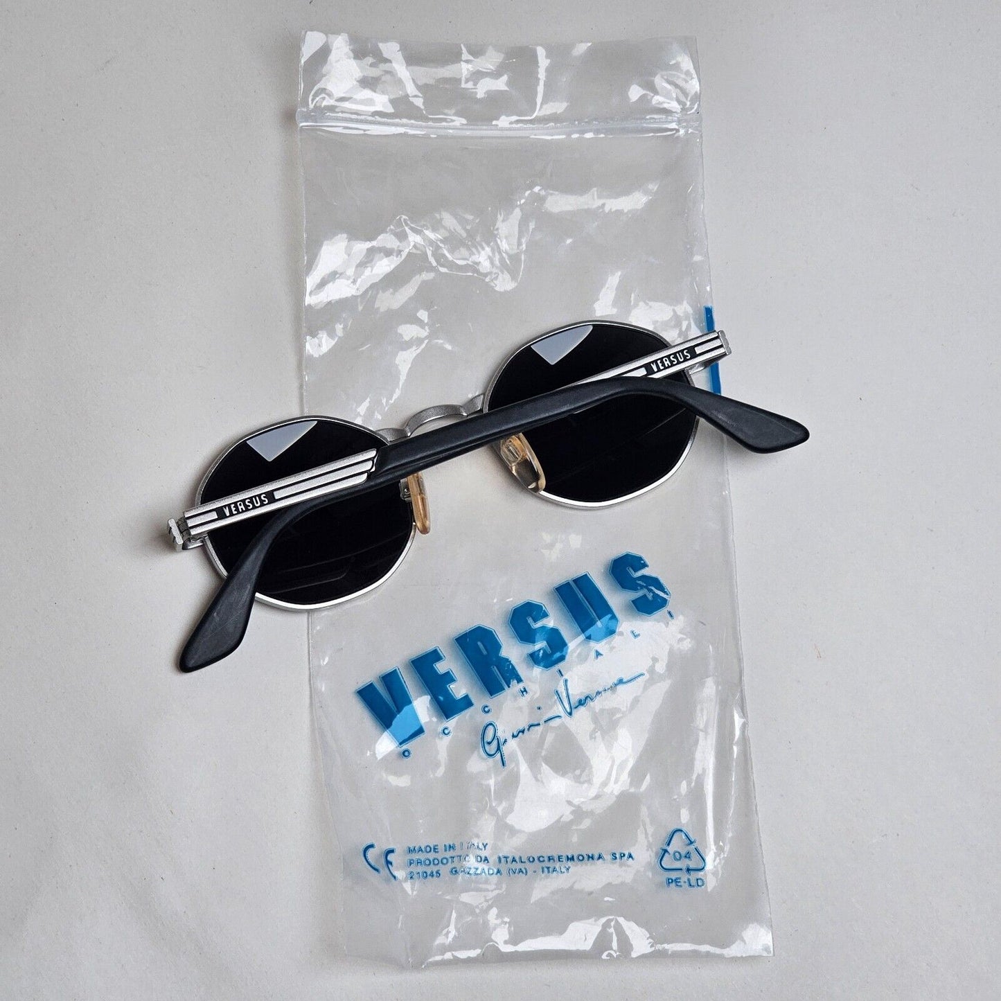 Versus Sunglasses 1996 by Gianni Versace Vintage Silver Hexagon MOD F09 COL 40M