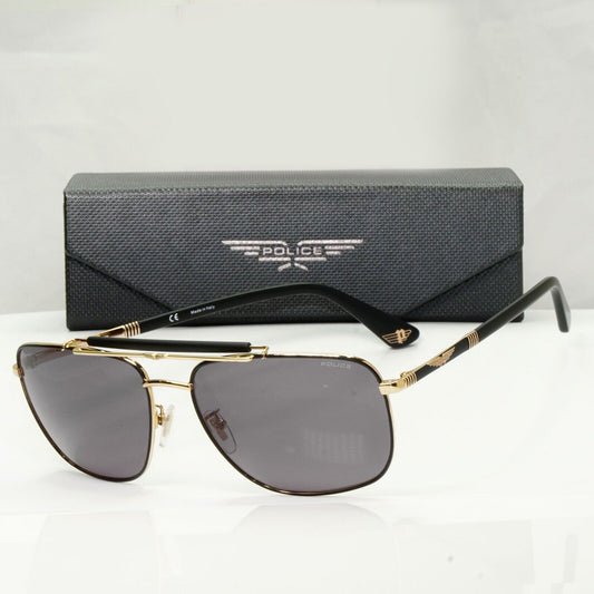 Police Black Gold Sunglasses Pilot Brow Bar Origins 44 SPL D43 COL 0302 61mm