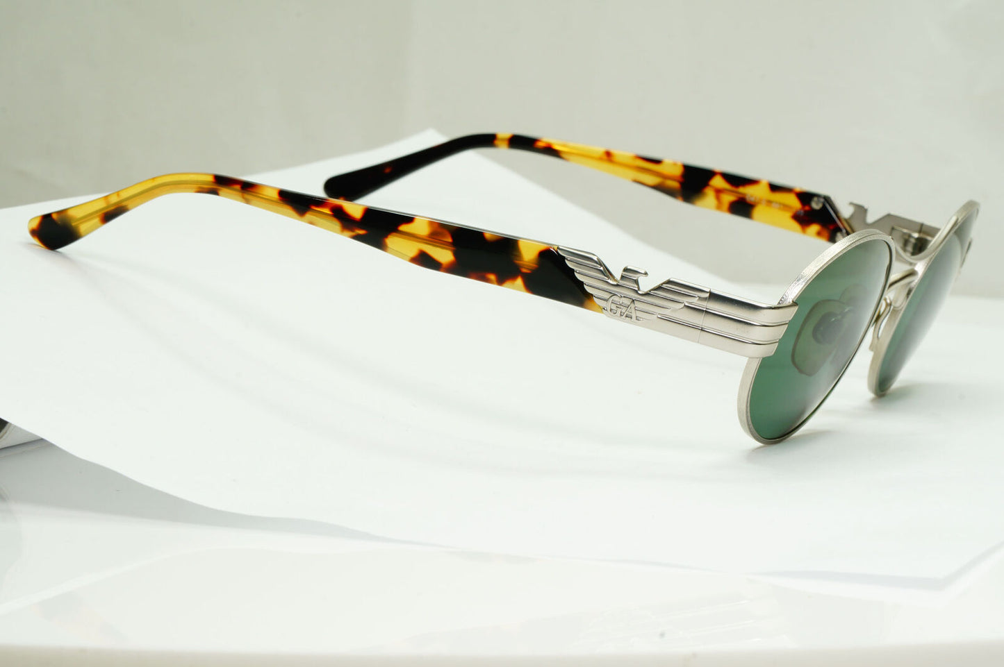 Emporio Armani Sunglasses 1997 Vintage Silver Brown Green Eagle 047-S 881