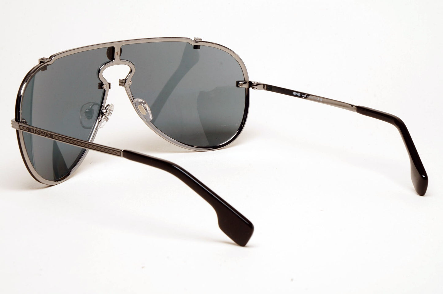 Versace Sunglasses Pilot Shield Gunmetal Grey Mirror MOD VE 2243 1001/6G