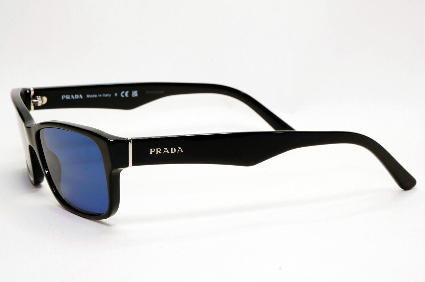 Prada Sunglasses Black Blue Glossy Rectangle Square PR16MV VPR 16M 1AB-1O1 53mm