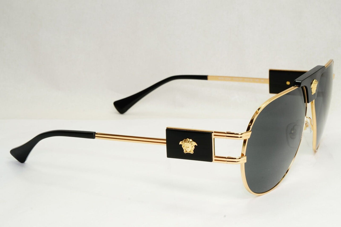 Versace Sunglasses Gold Black Grey Metal Pilot MOD VE 2252 1002/87 63mm