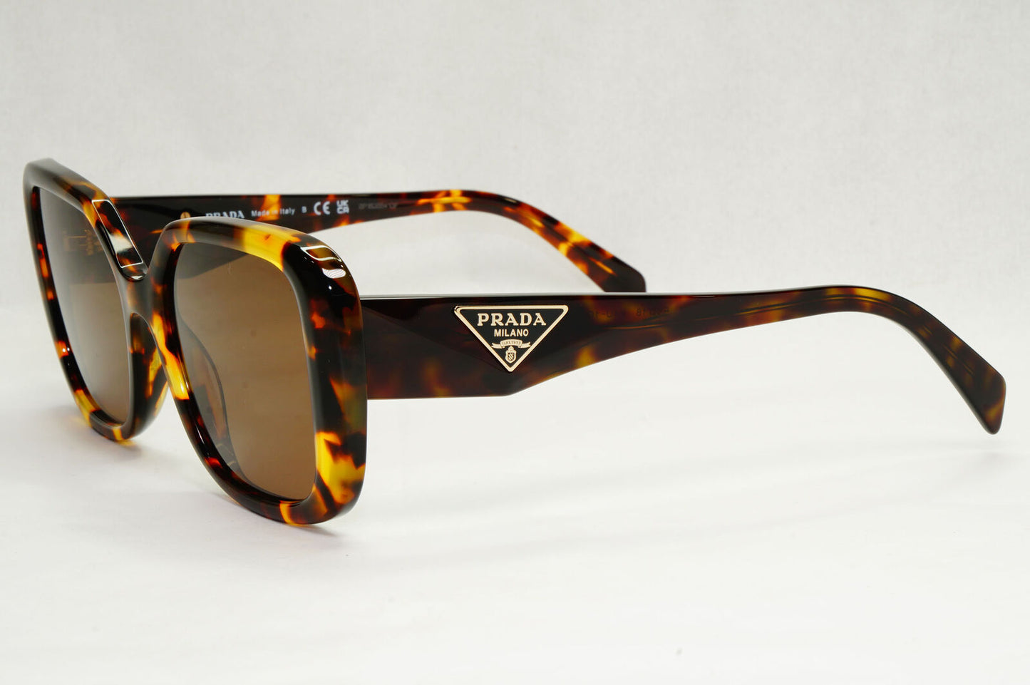 Prada Sunglasses Triangle Symbole Square Brown Tortoise PR10ZV VPR 10Z VAU-1O1