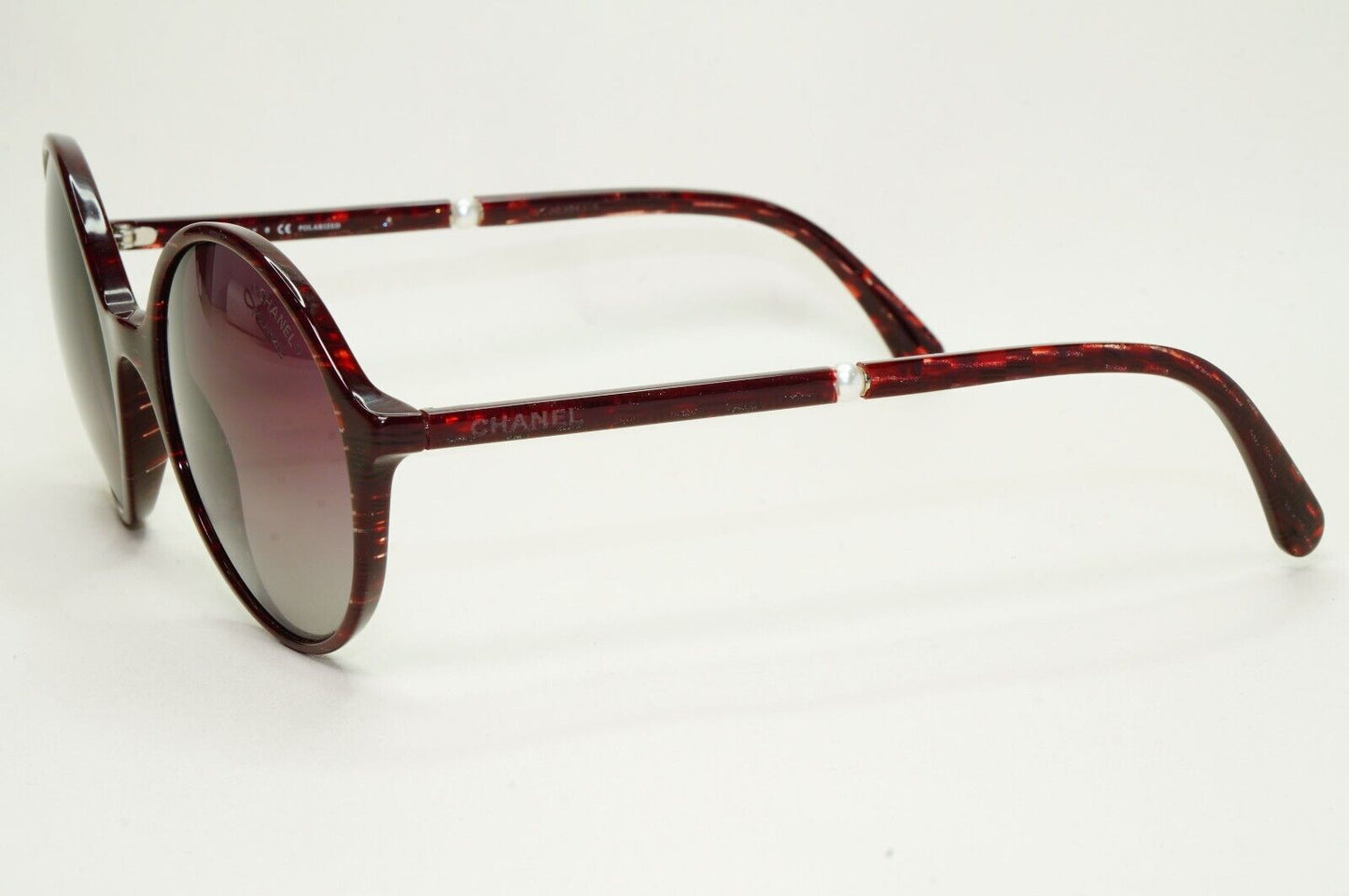 Chanel Sunglasses Pearl Polarized Dark Red Burgundy Round 5391-H c.1638/K5