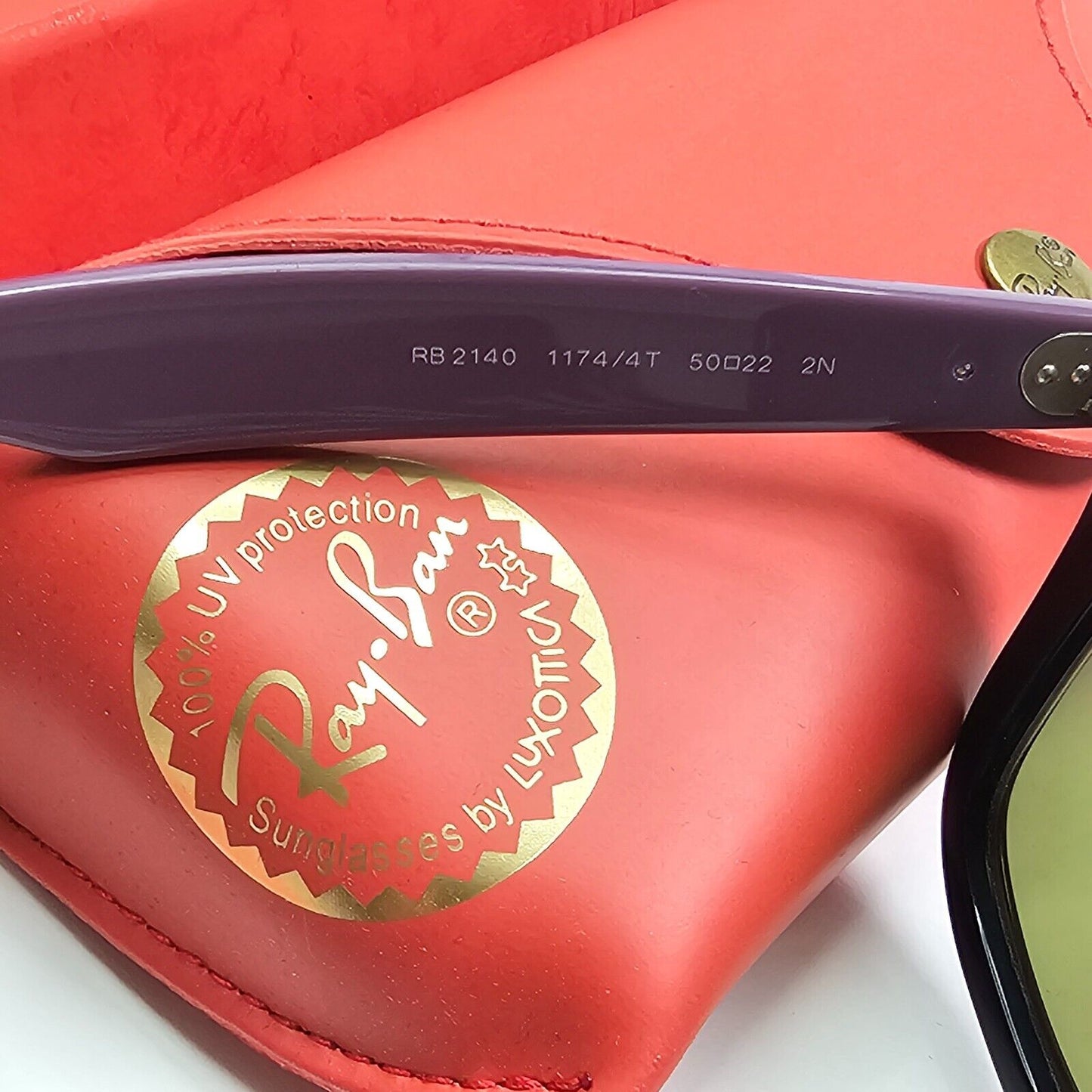 Ray-Ban Sunglasses Wayfarer Black Blue Mirror Violet Fuxia RB 2140 1174/4T 50mm