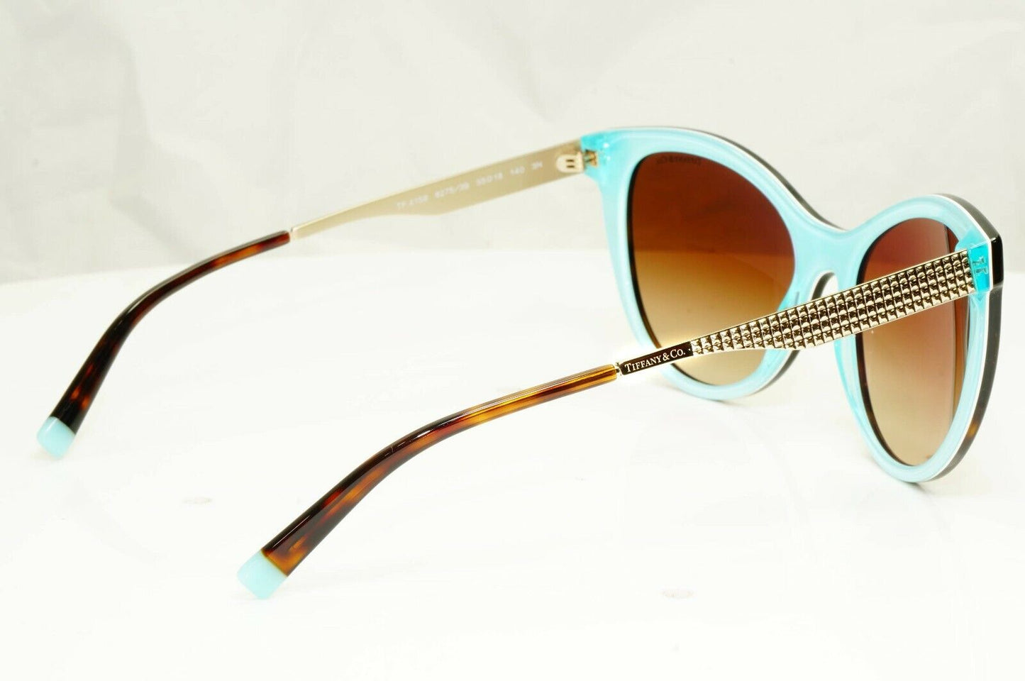 Tiffany & Co Gold Brown Tortoise Havana Sunglasses Diamond Point TF 4159 8275/3B