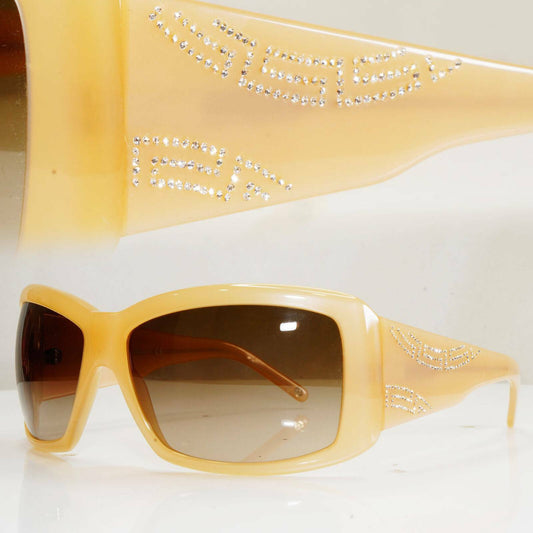 Versace Nude Beige Sunglasses Diamante Square Womens Brown 4130 329/13 28507