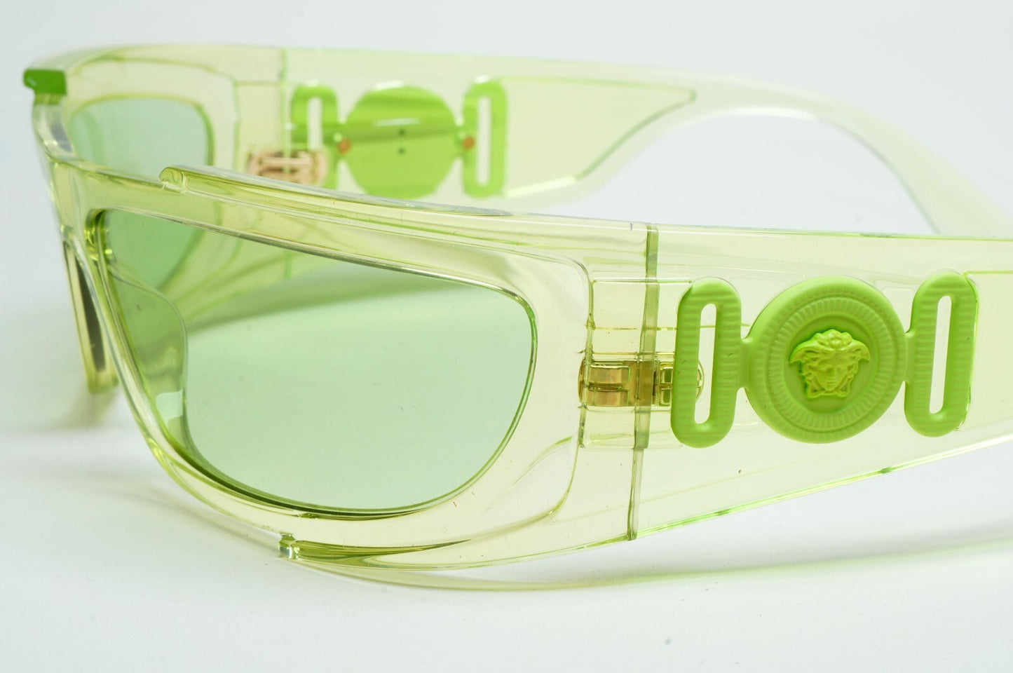 Versace Sunglasses Unisex Wrap Gold Medusa Transparent Green MOD VE 4446 5413/7