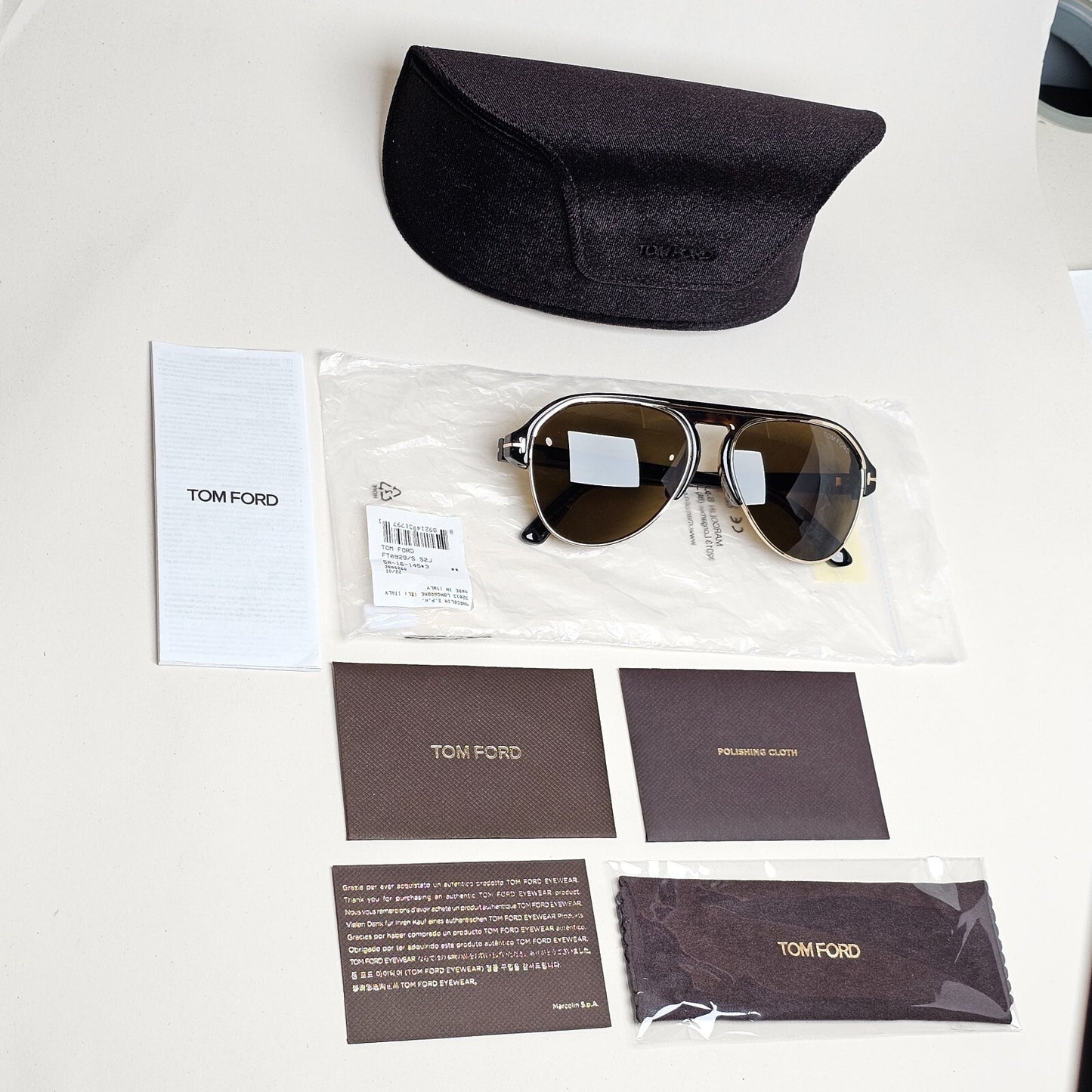 Tom Ford Sunglasses Marshall Brown Tortoise Gold Pilot FT0929 TF 929 52J 58mm