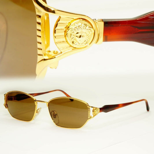Gianni Versace 1995 Vintage Gold Medusa Havana Brown Sunglasses MOD G45 COL 19L