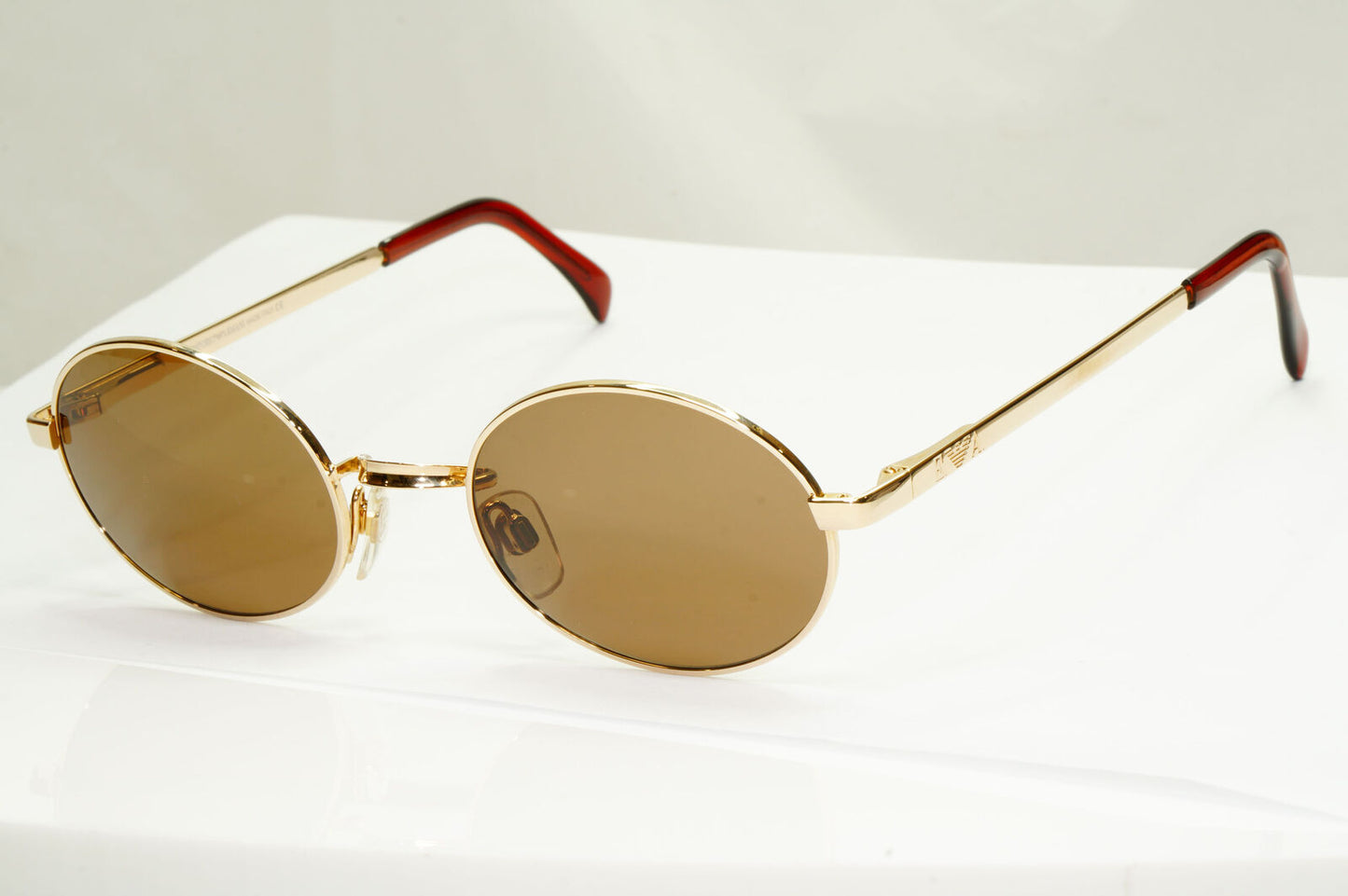 Emporio Armani Sunglasses 1997 Vintage Gold Brown Metal Oval 076 743 50mm C
