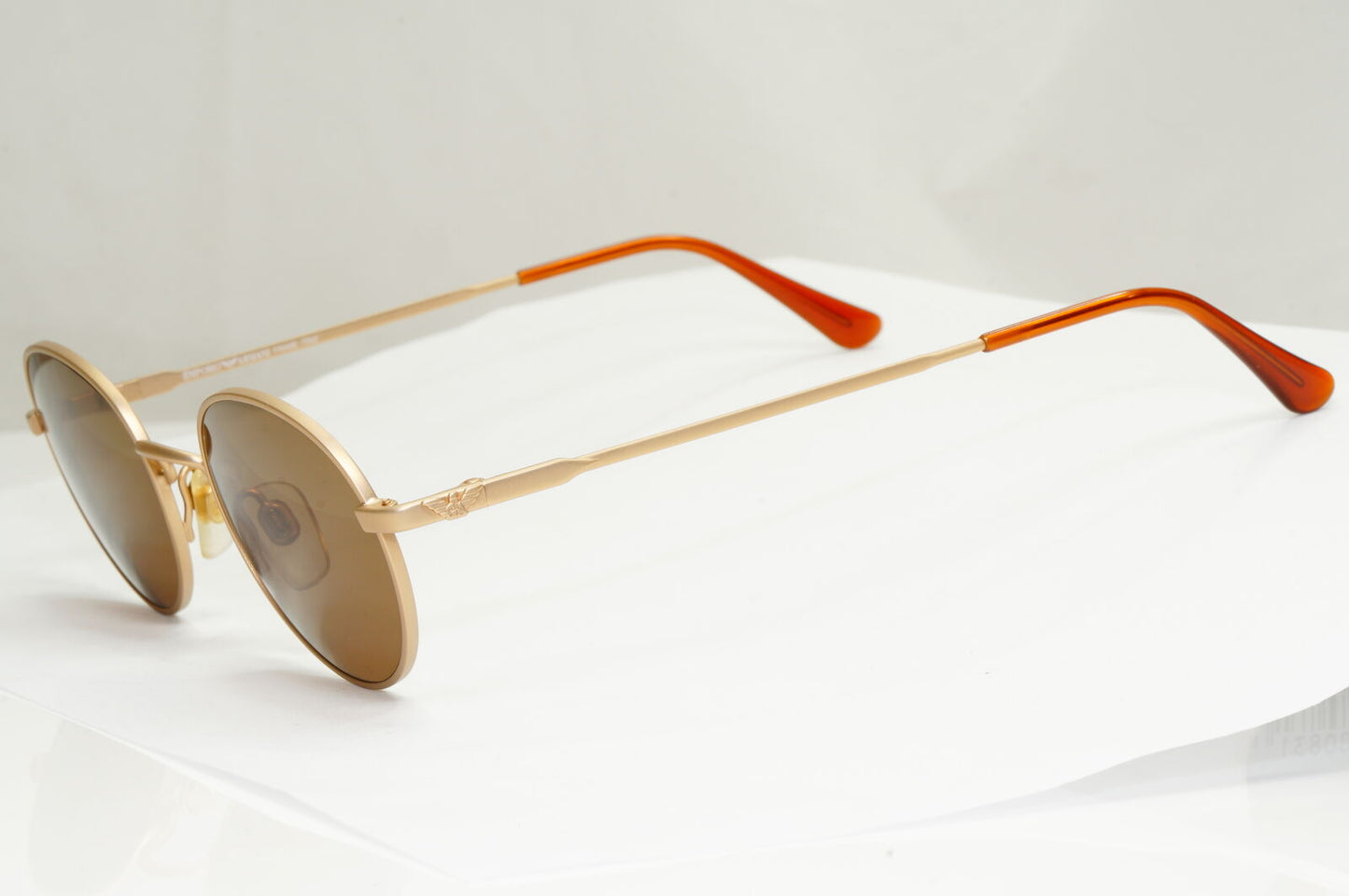 Emporio Armani Sunglasses 1997 Vintage Round Small Gold Brown Eagle 008-S 852
