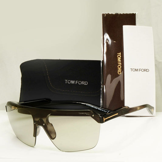 Authentic Tom Ford Mens Shield Visor Grey Havana Sunglasses Razor TF 797 56A