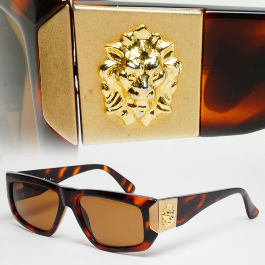 Versus Sunglasses 1996 by Gianni Versace Vintage Gold Lion Brown MOD E07 COL 649