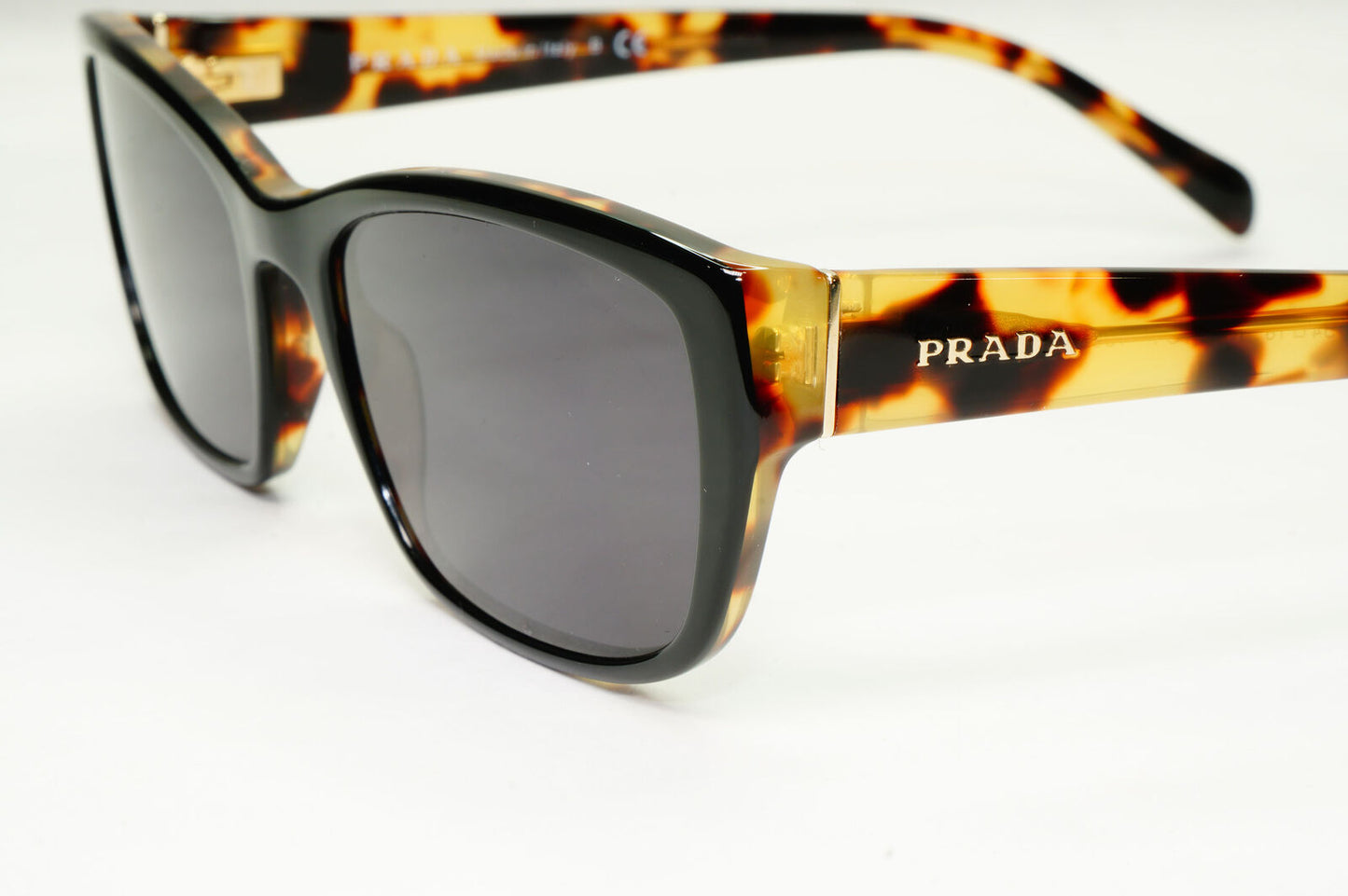 Prada Sunglasses Black Rectangle Brown Tortoise PR18OV VPR 18O NAI-1O1 54mm