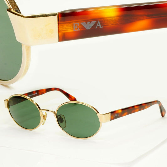 Emporio Armani 1997 Vintage Sunglasses Green Gold Eagle Oval Metal 081-S 743