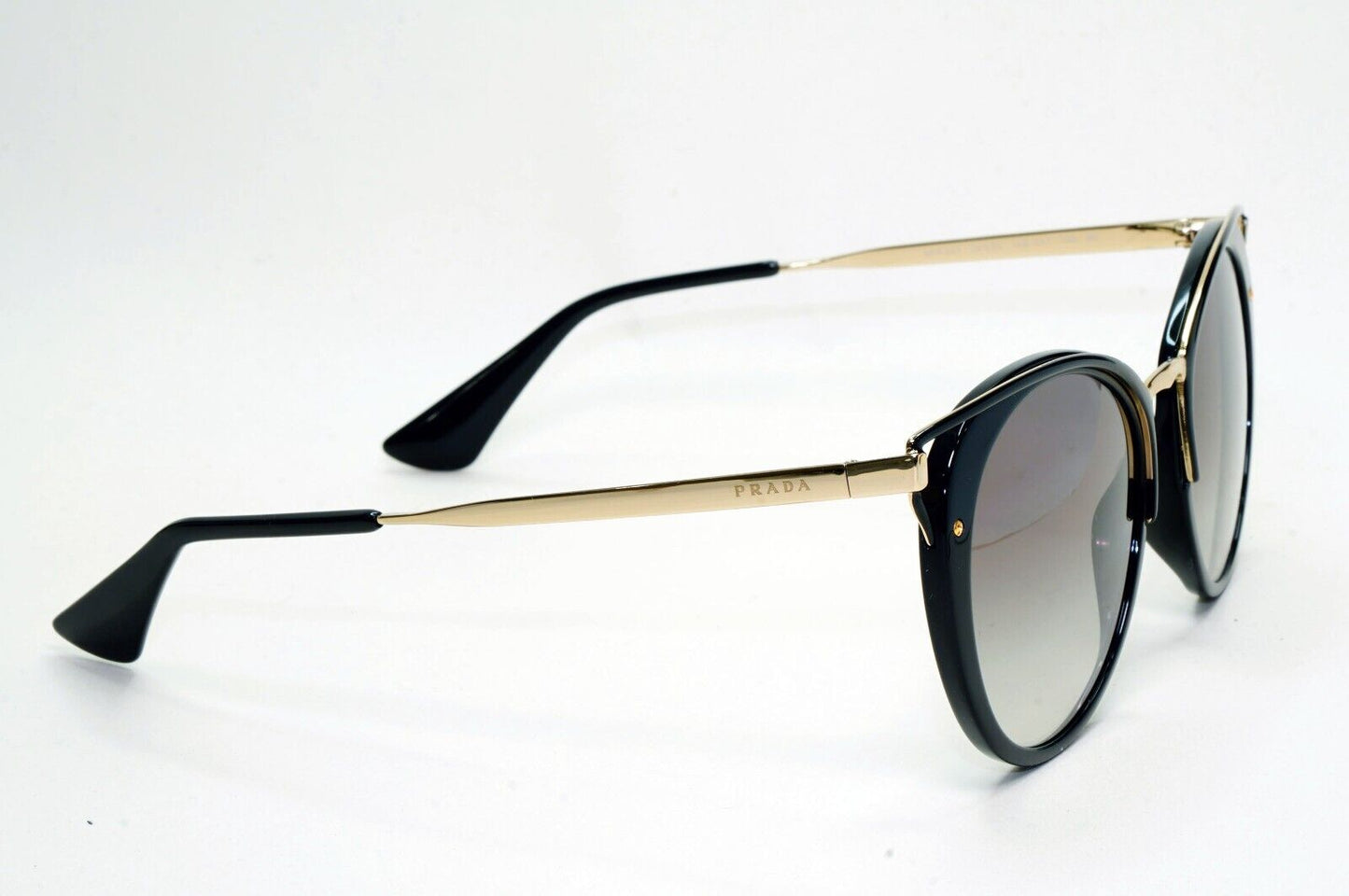 Prada Sunglasses Black Gold Grey Gradient Round PR66TS SPR 66T 1AB-0A7 210924