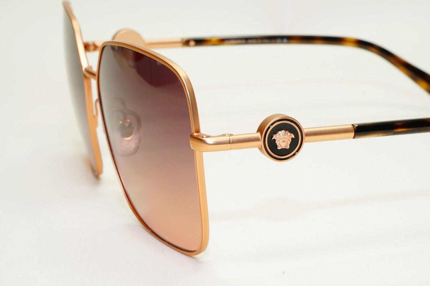 Versace Sunglasses Gold Brown Gradient Matte Square Medusa MOD VE 2227 1466/G9