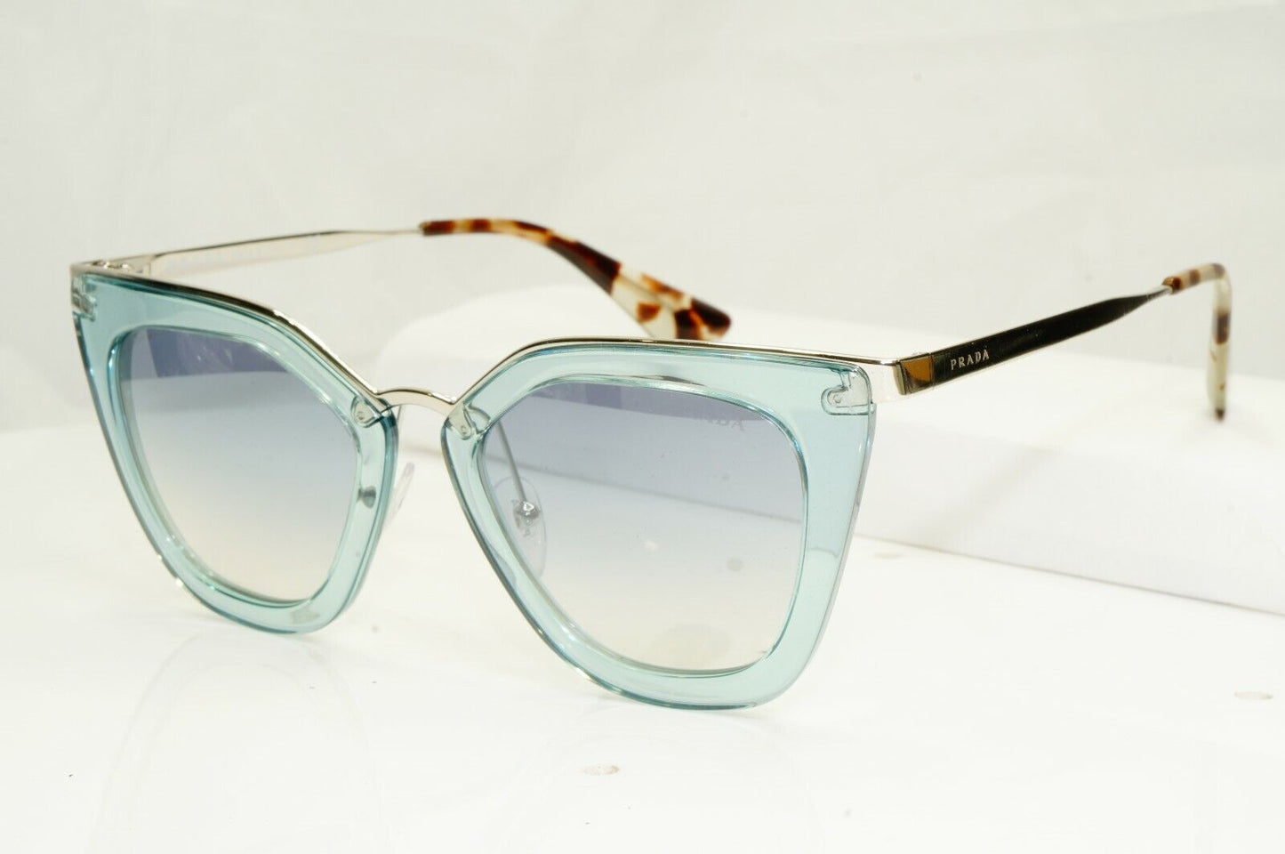 Prada Silver Blue Grey Square Sunglasses Cinema Collection Women SPR 53S VYS-5R0