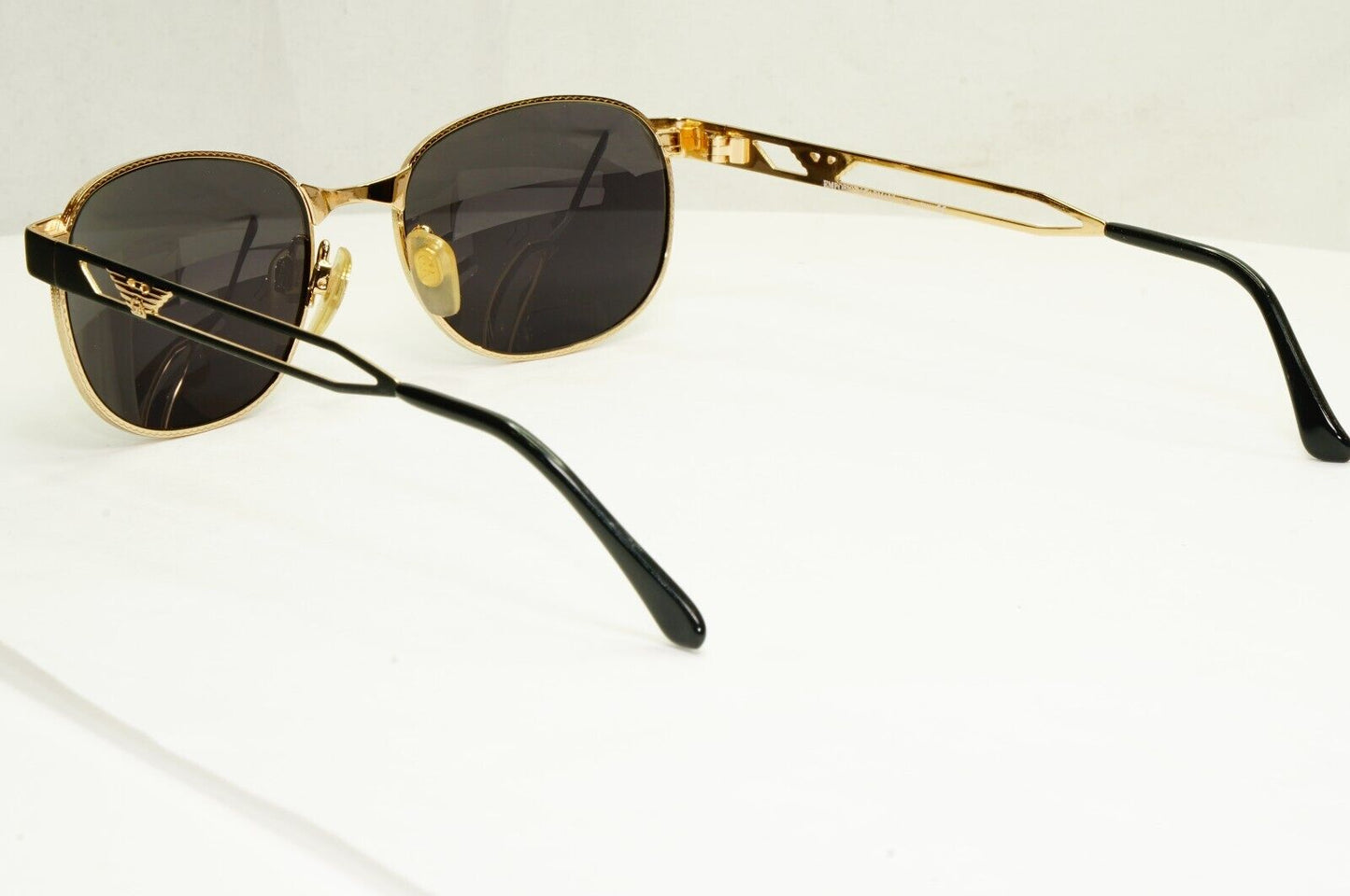 Emporio Armani 1997 Vintage Sunglasses Gold Black Metal Unisex Eagle 051-S 771