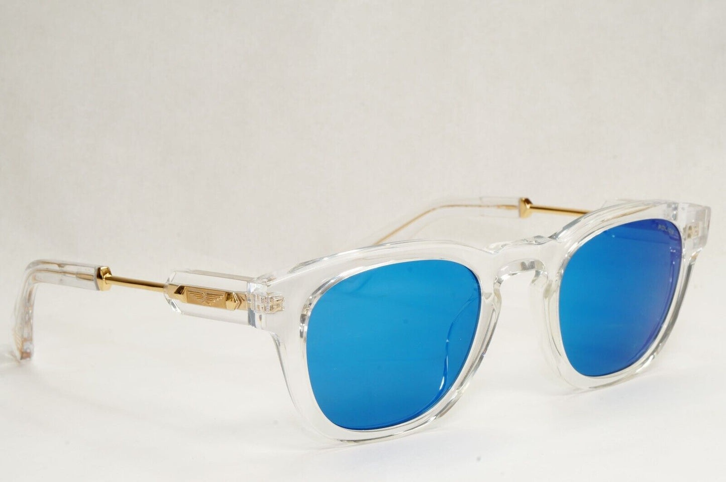Police Sunglasses Transparent Blue Mirror Gold Thick SPL F70 Prince 1 COL 880D