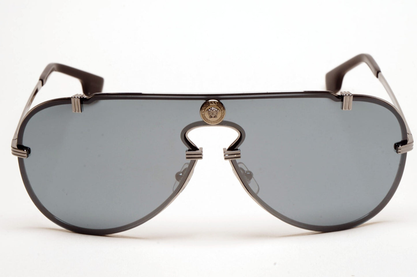 Versace Sunglasses Pilot Shield Gunmetal Grey Mirror MOD VE 2243 1001/6G
