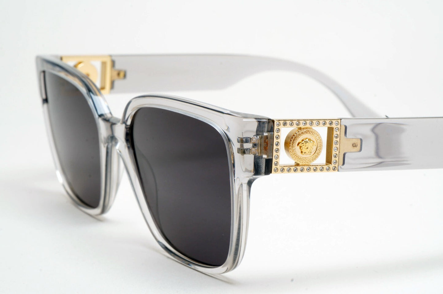 Versace Sunglasses Grey Gold Medusa Diamante Square MOD VE 3329-B 5305 54mm