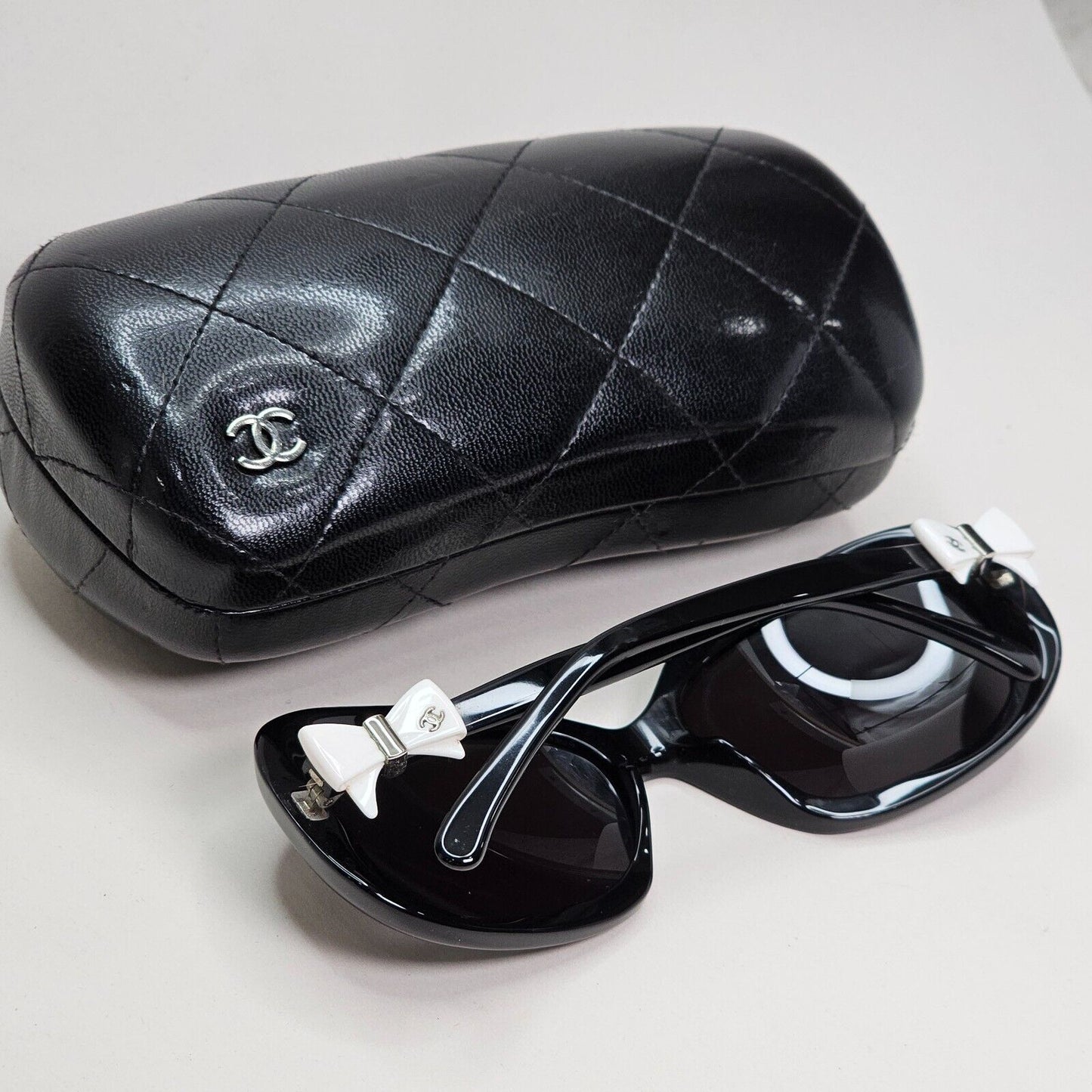 Chanel Sunglasses Bow White Black Square Year 2010 5170 c.501/3C 50mm 230924