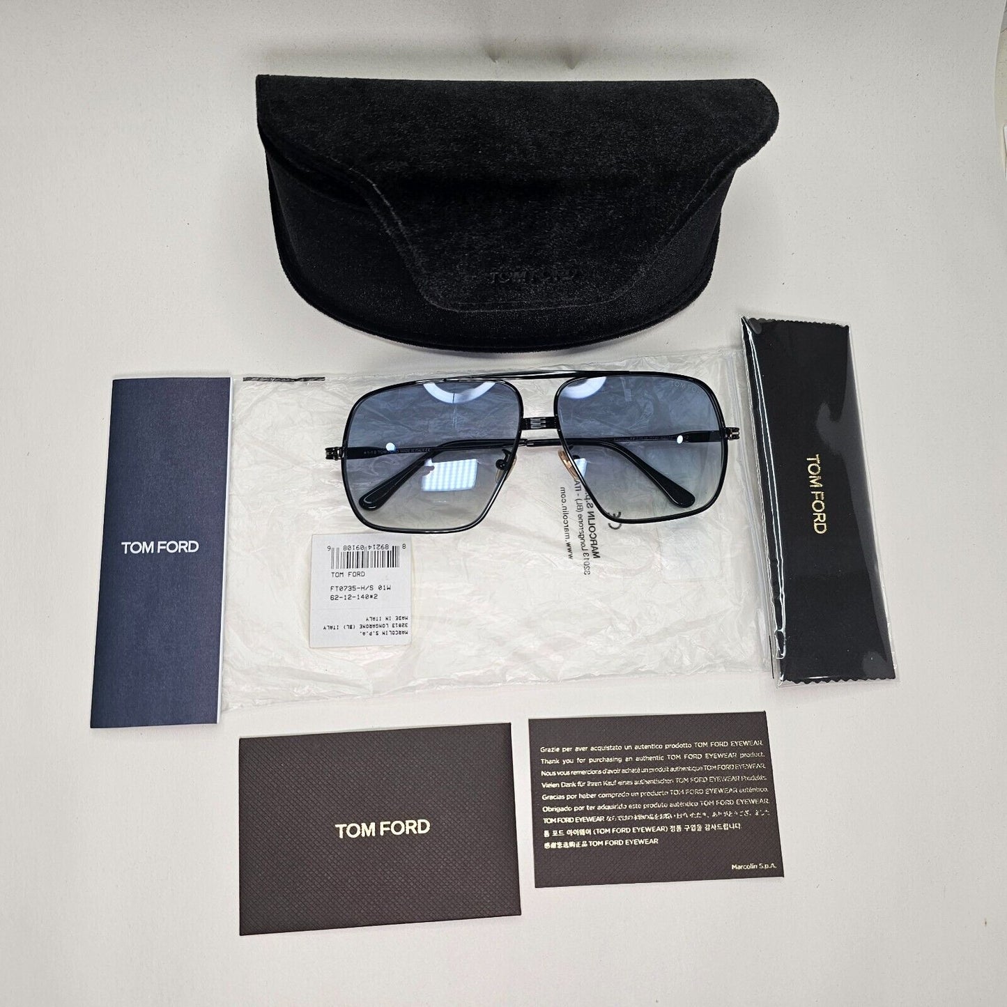Tom Ford Sunglasses Frankie Black Blue Gradient Navigator FT0735 TF 735-H 01W