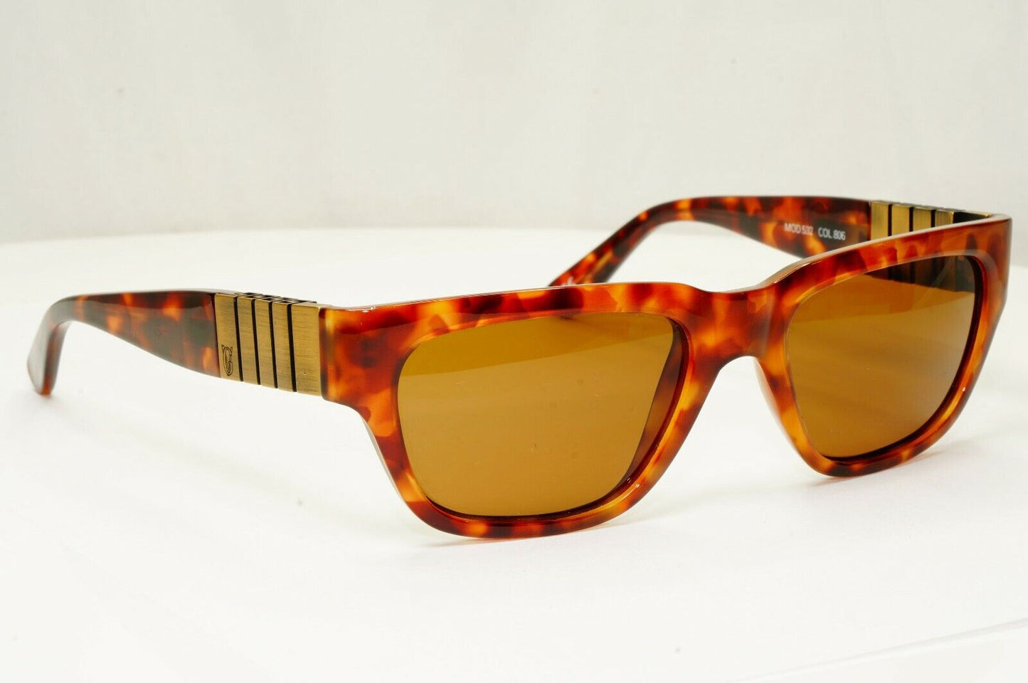 Gianni Versace 1996 Mens Vintage Brown Square Sunglasses Meander MOD 532 COL 806