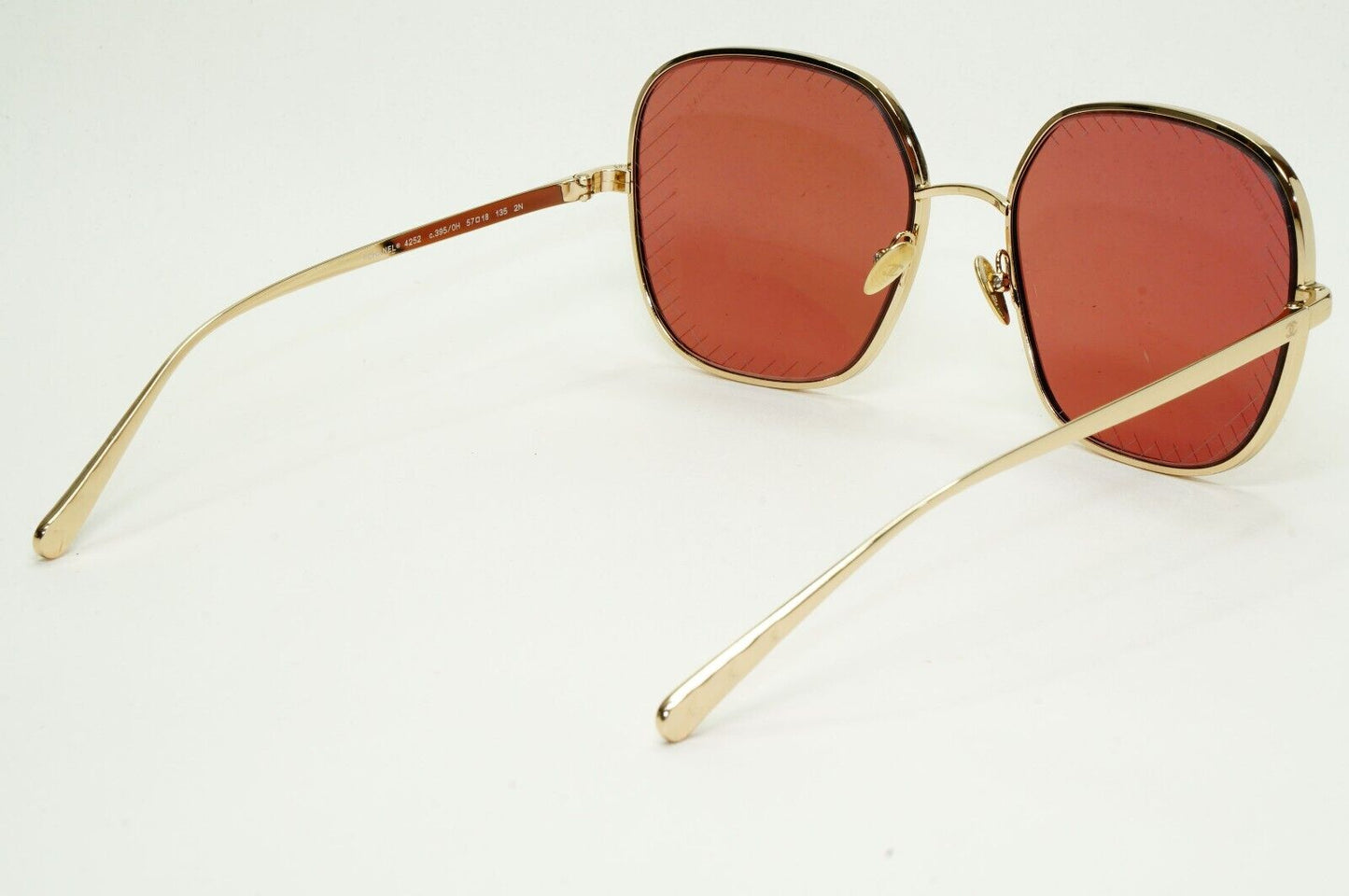 Chanel Sunglasses Gold Red Square Metal Large 4252 c.395/0H 57mm