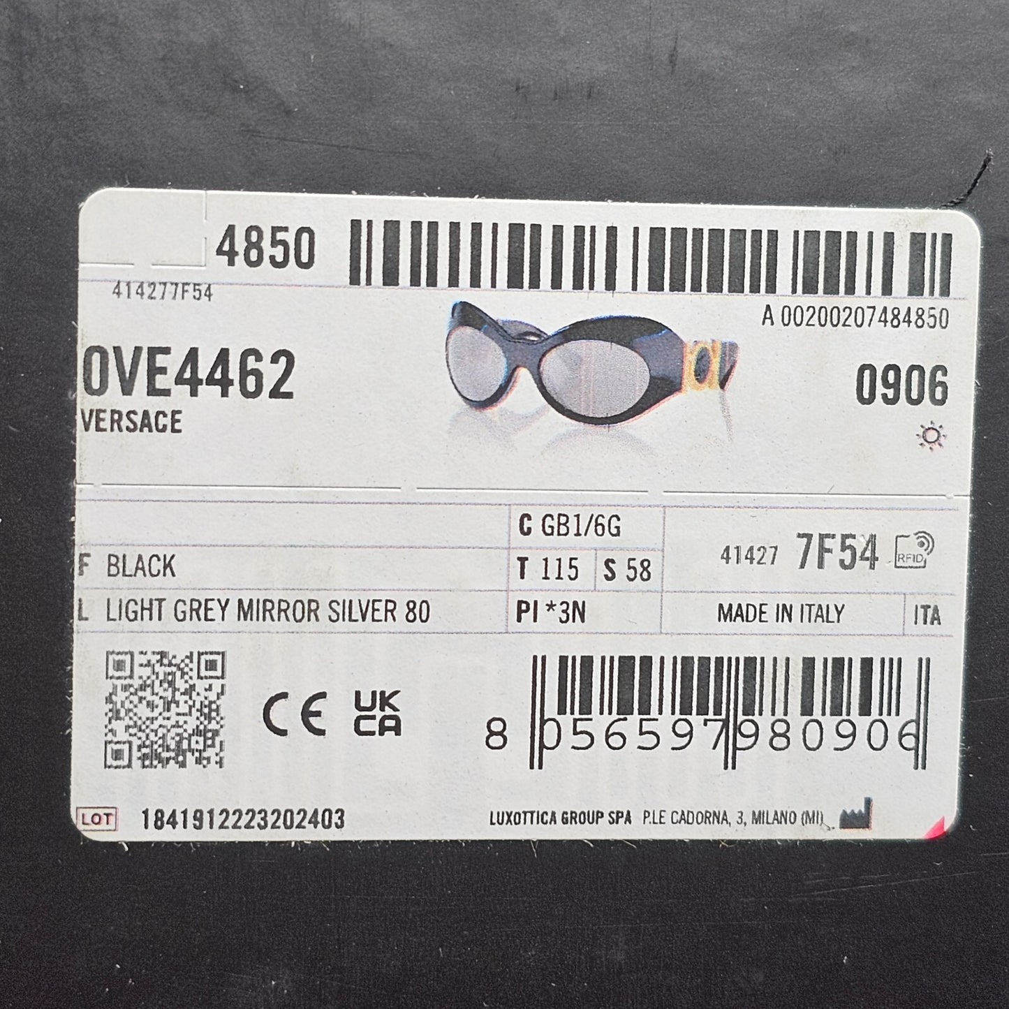 Versace Sunglasses Black Silver Gold Medusa Large Oversized MOD VE 4462 GB1/6G