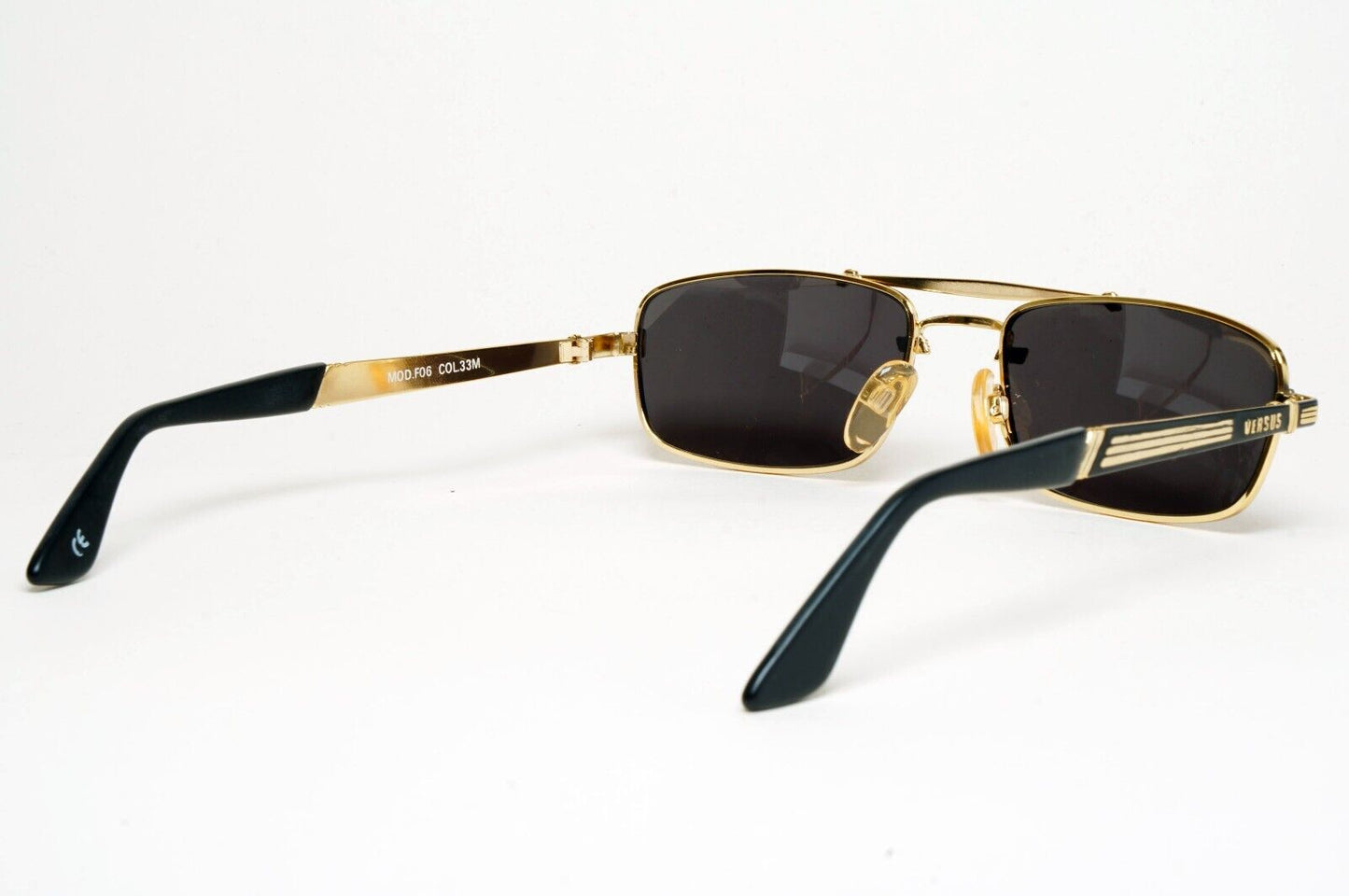 Versus Sunglasses 1996 by Gianni Versace Vintage Rectangle Gold MOD F06 COL 33M