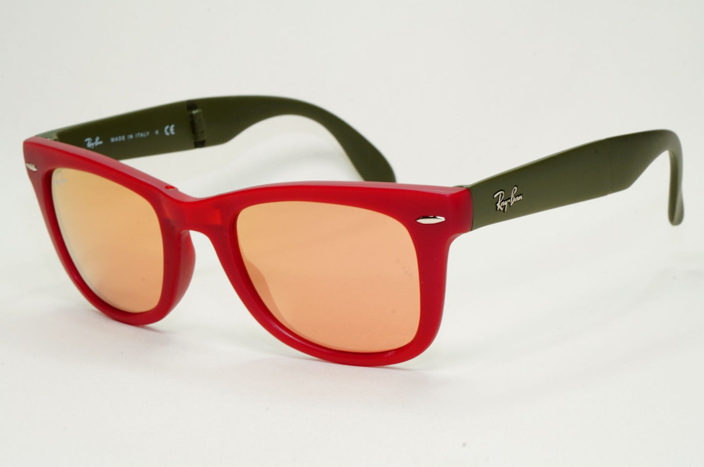 Ray-Ban Sunglasses Folding Wayfarer Red Green Gold Mirror RB 4105 6050/Z2 50mm