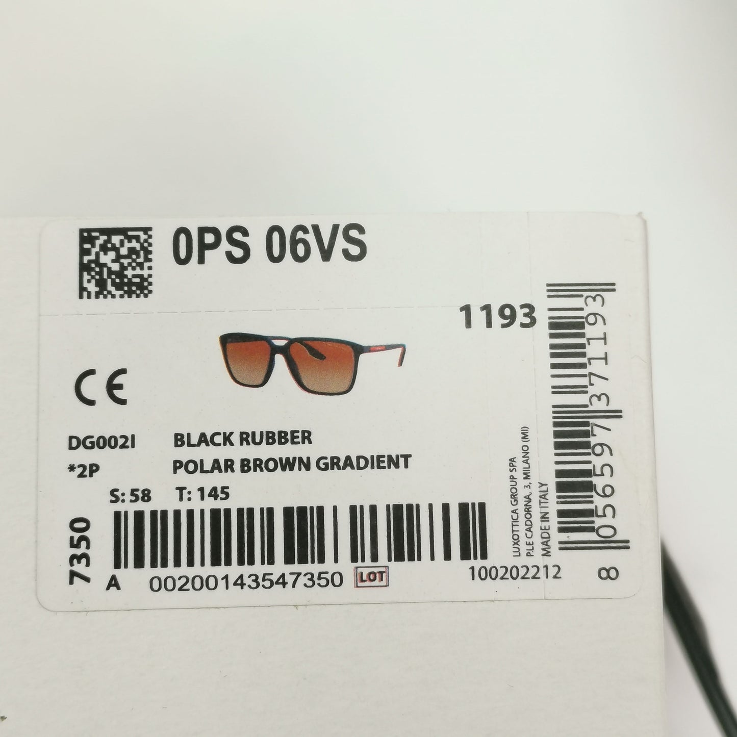 Prada Sunglasses Polarized Black Brown Gradient PS06VS SPS 06V DG0-02I 58mm