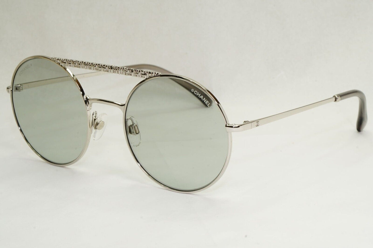 Chanel Sunglasses Silver Metal Grey Round Pilot 4232 c.124/87 200324