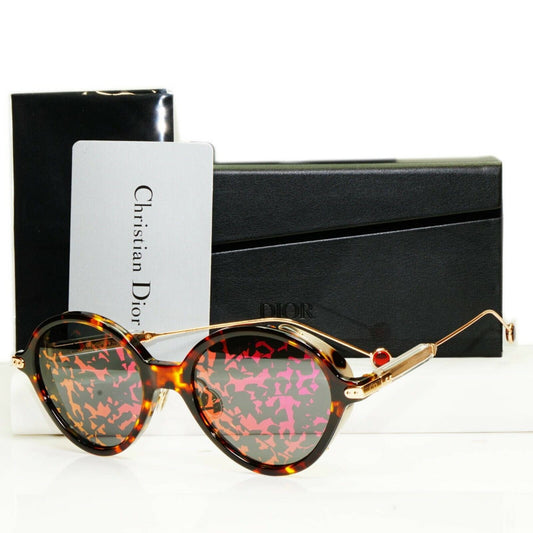 Authentic Dior Womens Sunglasses Round Umbrage Havana Brown Gold Mirror 0X3TN