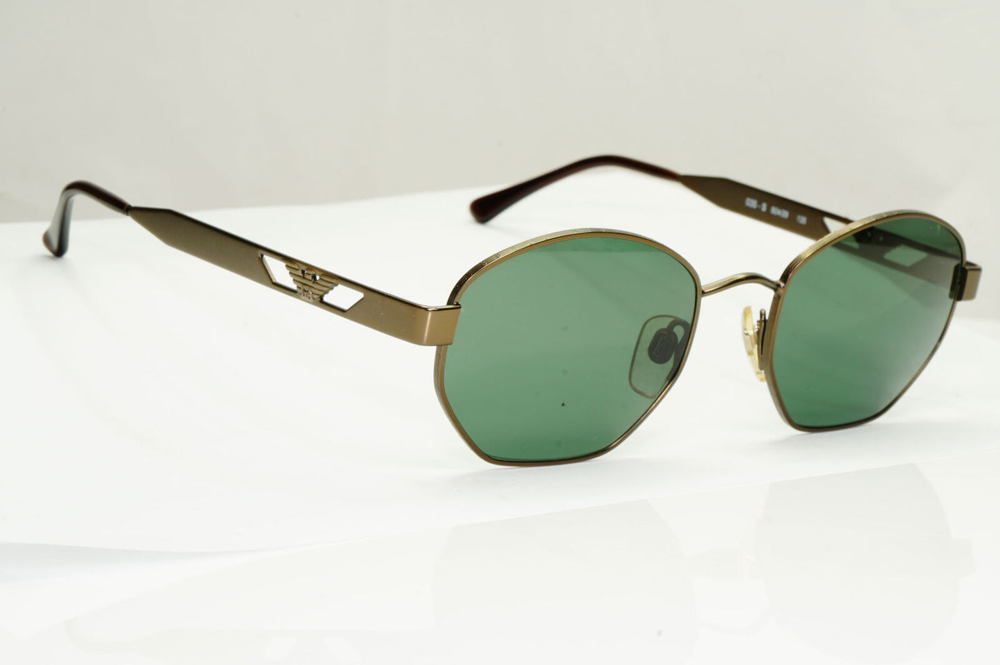 Emporio Armani Sunglasses 1997 Vintage Brown Green Hexagonal Metal 035-S 924/29