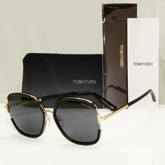 Authentic Tom Ford Womens Black Gold Oversized Large Sunglasses TF 809 K 01A