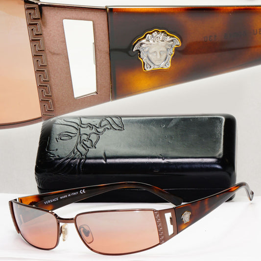 Versace Sunglasses 2003 Vintage Rectangle Brown Mirror MOD 2021 1006/6U 151223