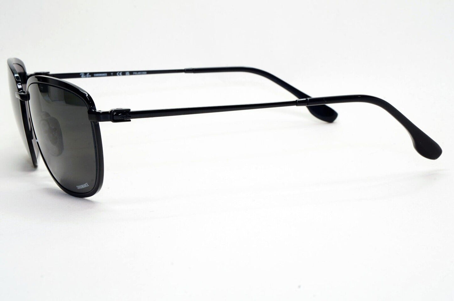 Ray-Ban Sunglasses Polarized Chromance Black Metal Wrap RB 3705 002/K8 57mm