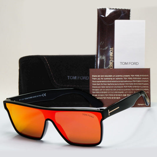 Tom Ford Sunglasses Whyat Black Orange Mirror Shield Visor FT0709 TF 709 01U