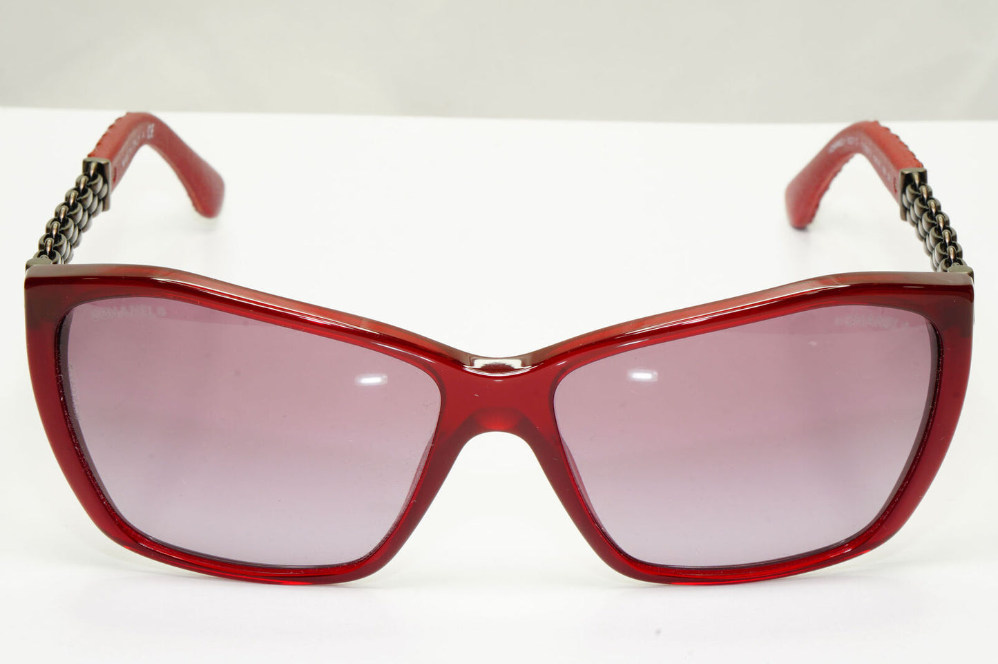 Chanel Leather Chain Sunglasses Red Burgundy Bordo 5327-Q c.1528/S1 110123