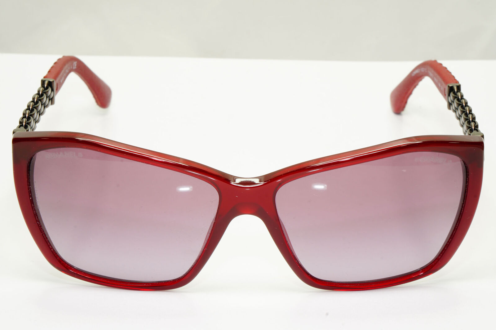 Chanel Leather Chain Sunglasses Red Burgundy Bordo 5327-Q c.1528/S1 110123