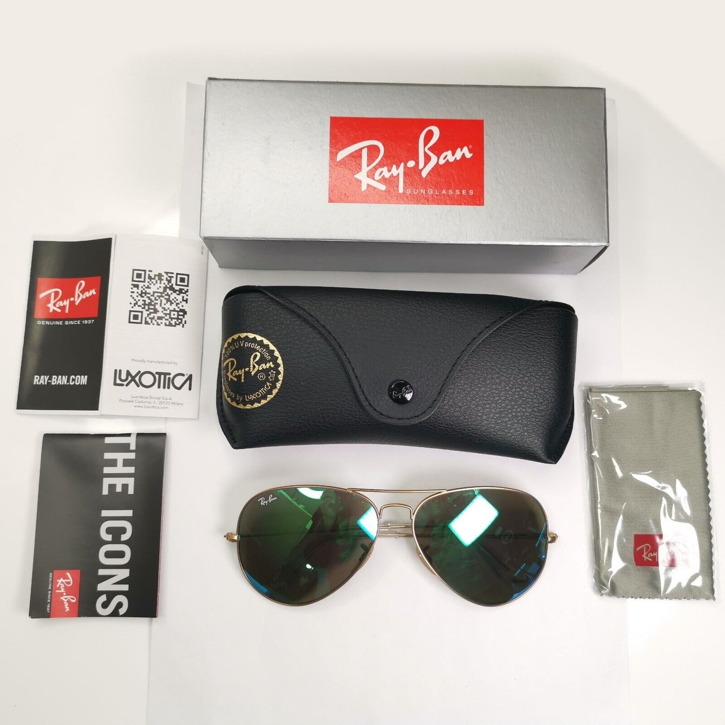 Ray-Ban Sunglasses Aviator Green Mirror Flash Gold Matte RB 3025 112/19 62mm
