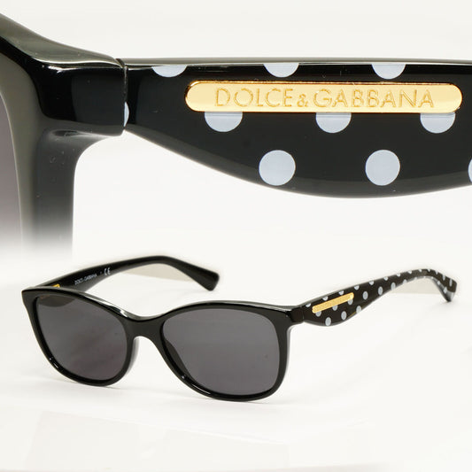 Dolce & Gabbana Black Sunglasses Polka Dot Gold Square DG 3174 2877 250123