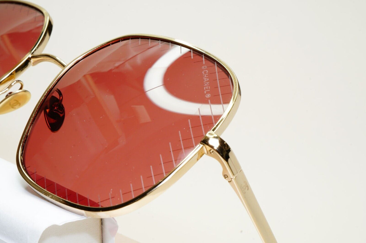 Chanel Sunglasses Gold Red Square Metal Large 4252 c.395/0H 57mm