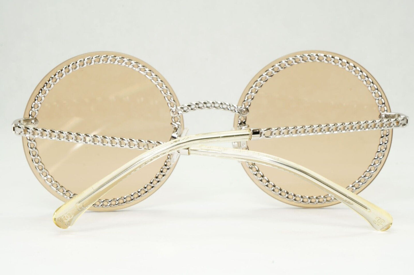 Chanel Sunglasses Chain Round Silver Brown Amber Pale Orange 4245 C124/73 041223